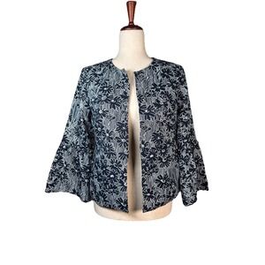 Banana Republic Blazer Women's Sz 2 Navy Floral Boho Chic Office‎ Artsy